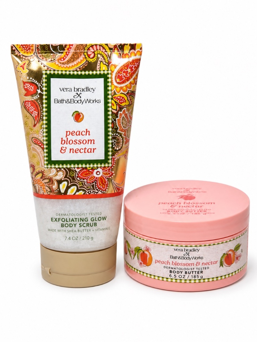 NWT Vera Bradley x Bath & Body Works Peach Blossom Nectar Body Cream Wash Set
